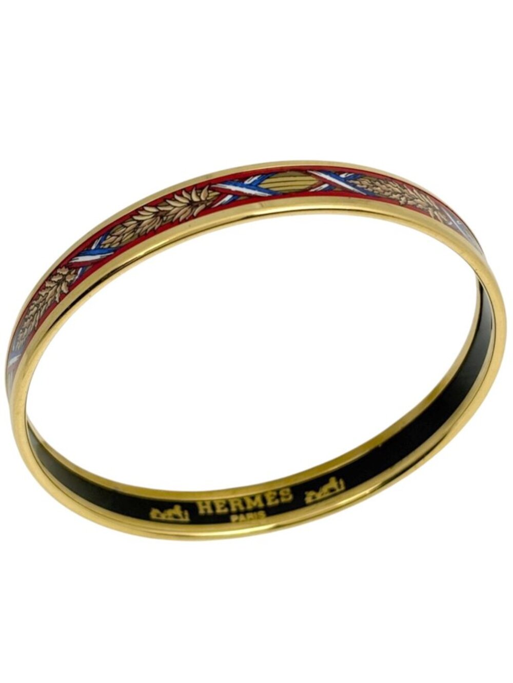 Hermes Enamel PM Bangle Cloisonne Red Gold Bracelet